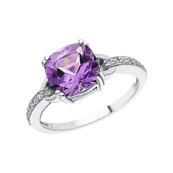 

Silver ring with amethyst and cubic zirconia sunlight sample 925