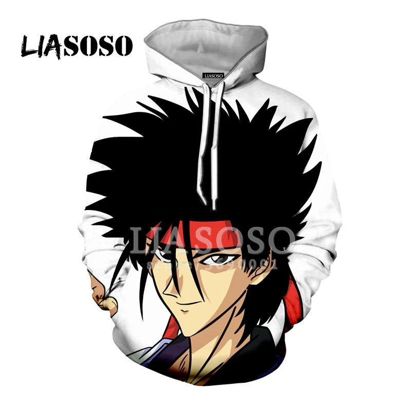 LIASOSO 3D принт унисекс аниме бродяга Кэнсин HIMURA KENSHIN толстовки с капюшоном Кофты Повседневная Хип Хоп молодежная одежда X2749