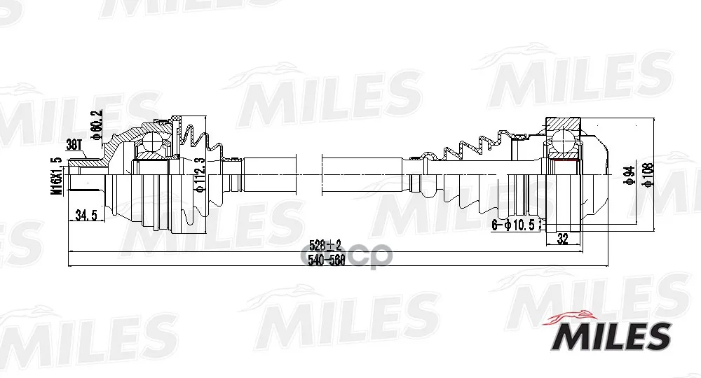 Привод В Сборе Vw Transporter Iv 1.9d-2.5 90-03 Пер. Лев./Прав. Мкпп Miles Gc00142 Miles арт. GC00142