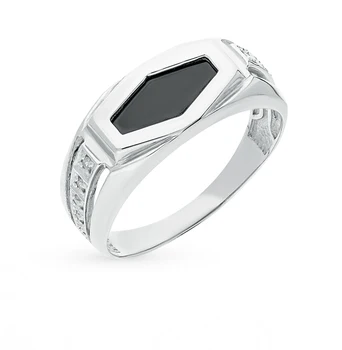 

Silver ring with onyx and cubic zirconia sunlight sample 925