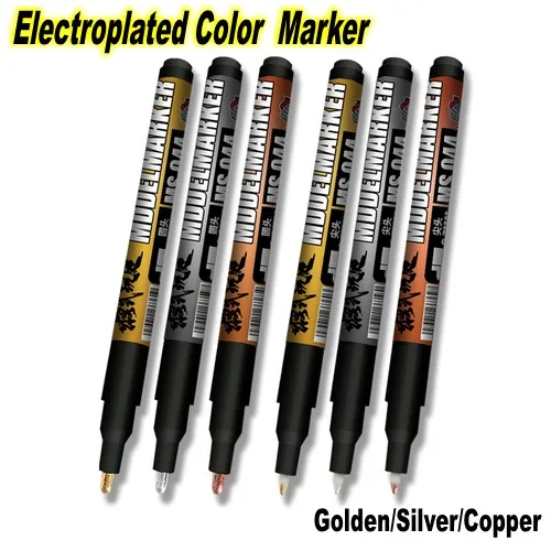 MS044 Model Marker 0.7MM 2MM Electroplated Golden Silver Copper Painting Pen Marker for Gundam Model Kit Tools Hobby DIY 1