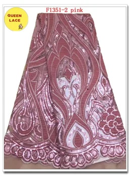 

Hot sale African Velvet Lace Fabric 2019 Tulle Lace Fabric With Sequins High Quality African Nigerian Women For 5yards