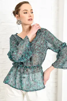 

Trend Alacati Style Women V-Neck Decorated Chiffon Blouse ALC-020-029-VK