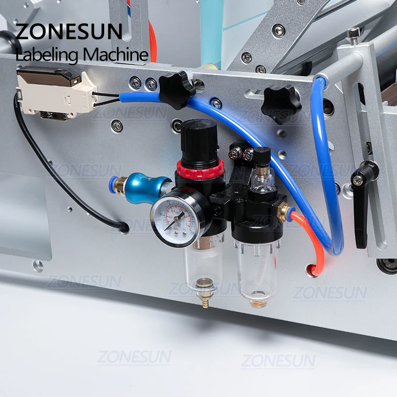 ZONESUN XL-T801 полуавтоматическая изогнутая двухсторонняя банка ПЭТ круглая бутылка для вина, варенья, воды, молока, соковыжималка, этикеточная машина