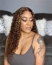 ALICE-pelucas de cabello humano rizado con malla frontal, cabello con cierre superior de cuero cabelludo de 150% de densidad, no Remy