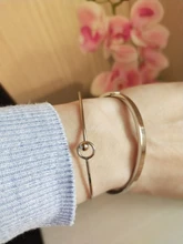 ZMZY-brazaletes de acero inoxidable para mujer, pulseras con abalorio, Color plateado, dorado, Círculo abierto, joyería femenina