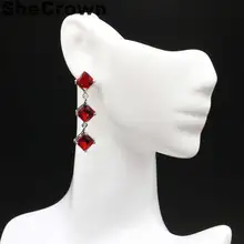 38x7 мм многоцветные красные кровяные Рубин подарок для мамы европейские и американские модели серебряные серьги