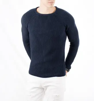 

DeepSEA Navy Blue Bike Collar Thick Braided Narrow Cut Mercerized Sweater 1808073