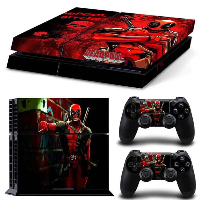 Marvel Deadpool Vinyl Skin Sticker for PS4 Slim Console and 2 Controllers Decal Cover Game Accessories