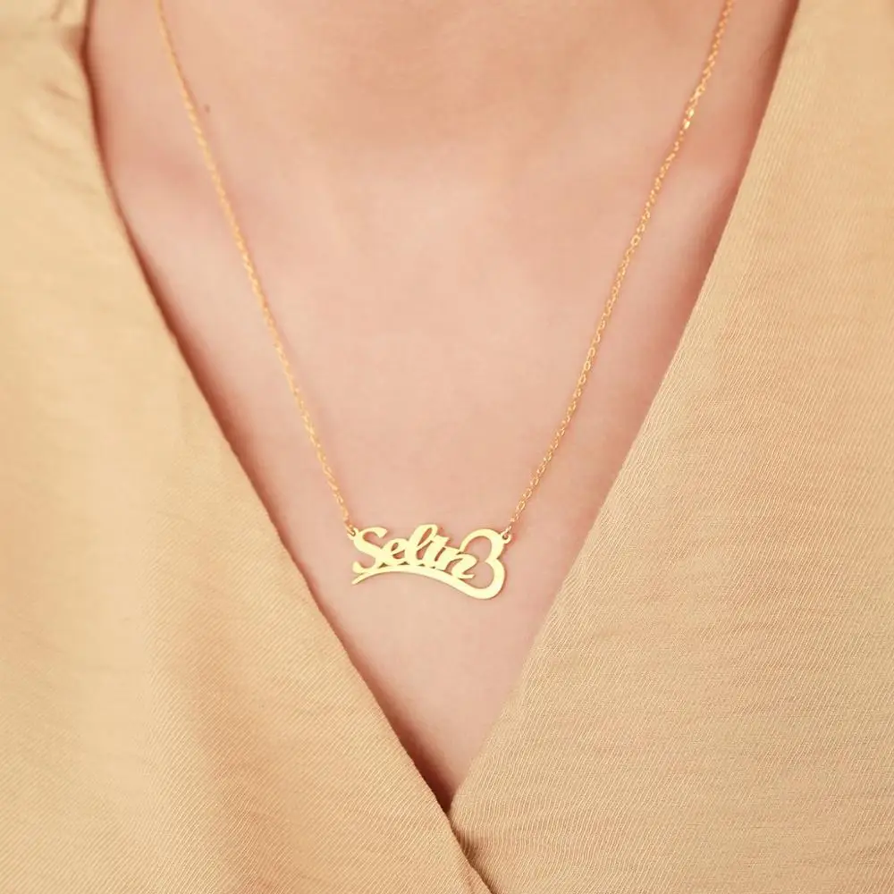 

Vaoov 925 Sterling Silver Personalized Name Heart Necklace - Made in Turkey