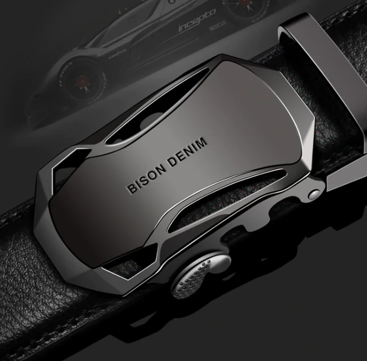 Мужской брендовый ремень из натуральной кожи с автоматической пряжкой Bison Denim N71314