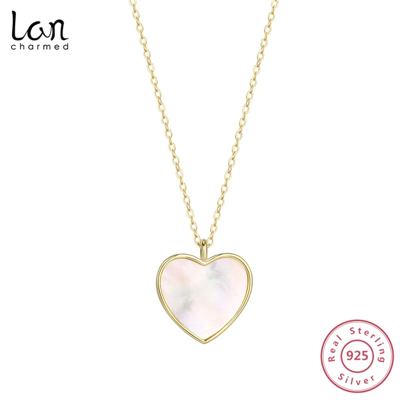 Lancharmed 925 пробы серебряное ожерелье с подвеской в виде сердца перламутровая