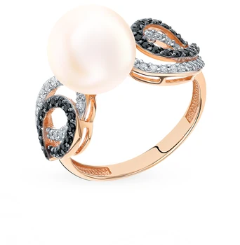 

Gold ring with cubic zirconia and pearls sunlight sample 585