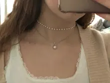SUMENG-gargantilla de perlas Kpop para mujer, collar bonito de doble capa, colgante de cadena para mujer, regalo para niñas, joyería 2021