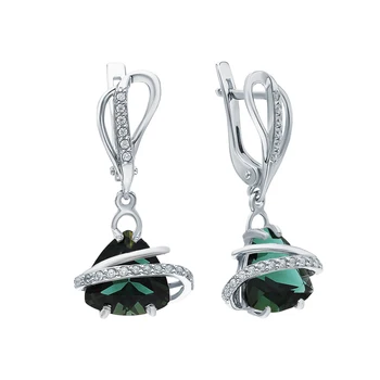 

Silver earrings with cubic zirconia and tourmaline imitation sunlight sample 925