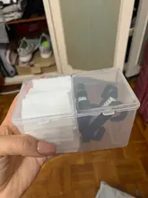 Doble las redes transparente hoja de algodón contenedor de almacenamiento caso maquillaje organizador-recipiente para algodones recipiente para bastoncillos