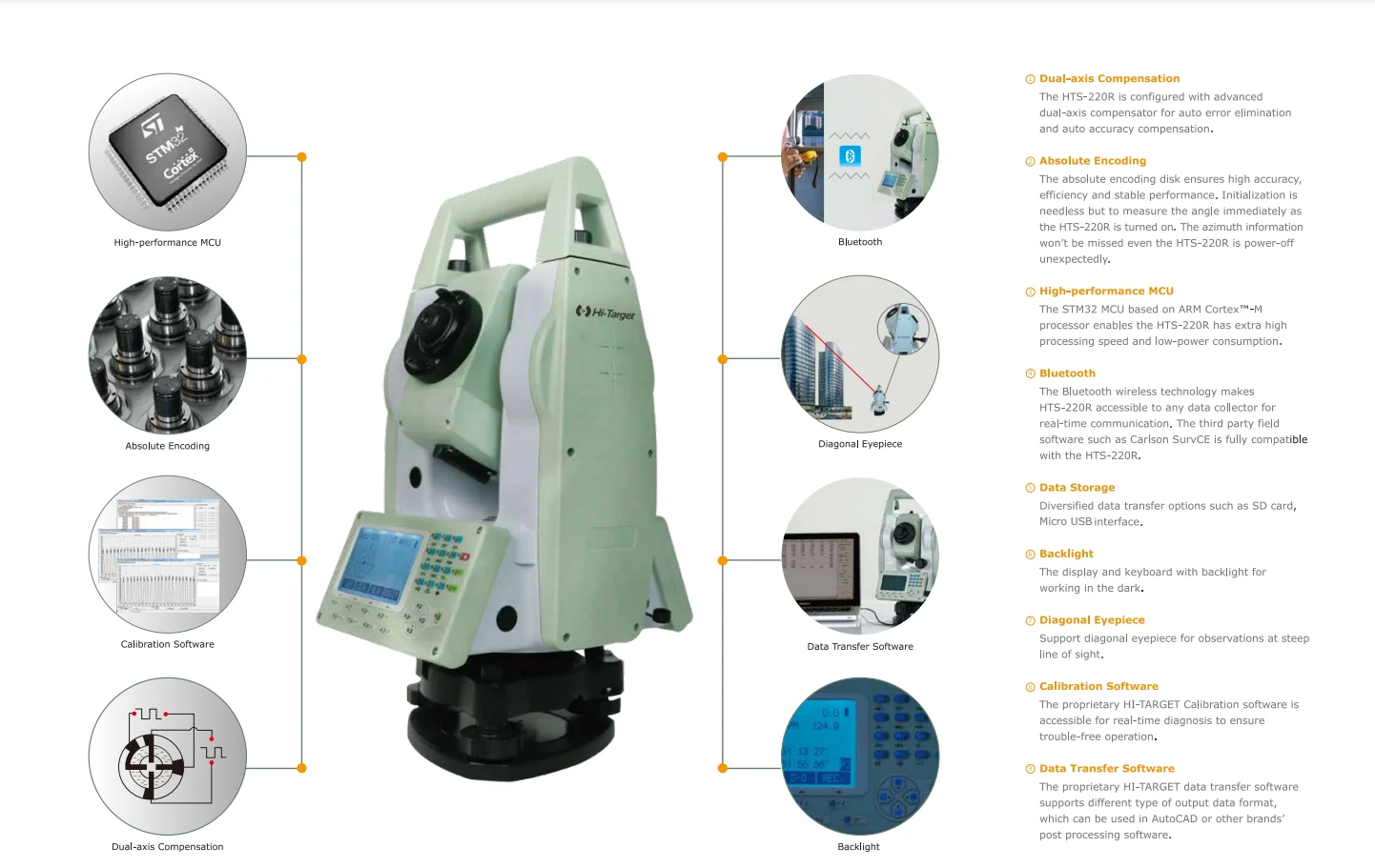 Hi-target HTS-220R 600m Reflector Less Measuring Range Accuracy 2'' Survey Instr