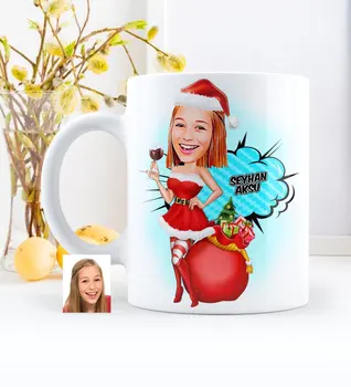 

Personalized Women 'S Christmas Themed Caricature Of White Mug cup-1