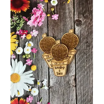 

Custom Cactus rustic magnet, wood save the date magnets, Engraved name Wedding invitation, Save our Date, Wedding party Souvenir