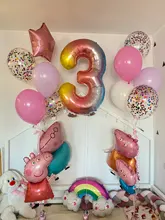 Decoración de fiesta de Peppa Pig, tema de dibujos animados, globo de Peppa George, cartel de feliz cumpleaños, decoración de fiesta de cumpleaños para niños, 2021