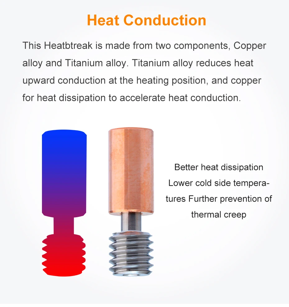 trianglelab liga de titânio heatbreak liga de cobre compatível com impressora
