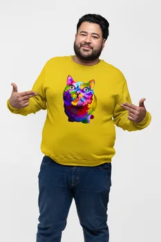 

Angemiel Wear Curious Cat Yellow Men 'S Sweatshirt