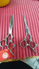 Tijeras de pelo de 6 pulgadas para peluquería de salón profesional, tijeras de peluquero japonés, mango de dragón colorido, tijeras de estilo