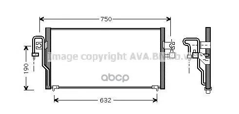 Конденсер Nissan Almera N15 1.4/1.6/2.0 D 95-01 Ava Dn5164 Ava арт. DN5164