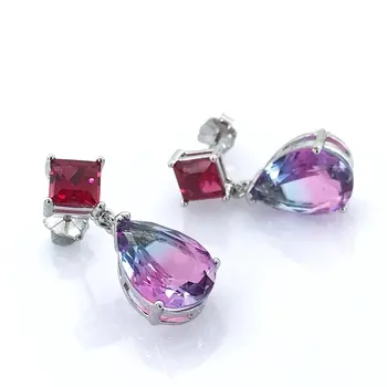 

Alexandrite Drop Gem Diamond Workmanship Silver Earrings