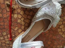 Zapatos con lazo de encaje de lentejuelas para niñas, zapatillas de baile de princesa con perlas bonitas, informales, para fiesta, boda, D721, novedad de 2020