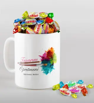 

Personalized Custom Design Teacher Mug and Haribo Candy Gift Seti-2
