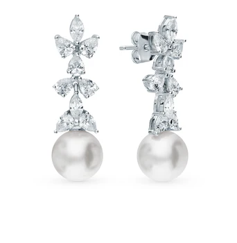 

Silver earrings with cubic zirconia and pearls sunlight sample 925