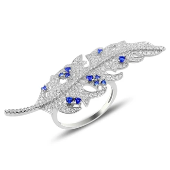 

Silver 925 Sterling Zircon Cubic Zirconia Leaf Ring