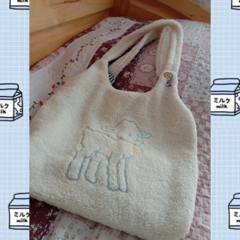 Soft girl Egirl Harajuku Soft Shoulder Bag with cute animal embroidery photo review