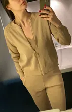 Chaleco Sexy liso de punto para mujer, cárdigans de manga larga con cremallera, pantalones de cintura elástica, conjuntos de 3 uds. De chándales, ropa de otoño 2020