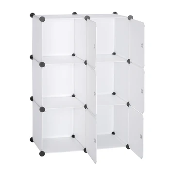 WOLTU Armadio fai-da-te Scaffale portaoggetti in plastica Libreria a 6 scomparti con porta Scatola portaoggetti Organizzatore Armadio per camera da letto 1