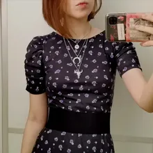 Docona-collar multicapa de ojo de Luna y cabeza de toro para mujer, gargantilla de capas geométricas, Vintage, Color plata, C18107