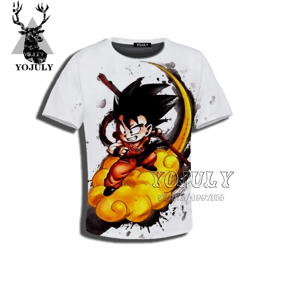 YOJULY Dragon Ball Z Ultra Instinct God Son Silhouette Goku chichi Super Saiyan Подростковая футболка для мальчиков и девочек с 3D принтом Лето A489