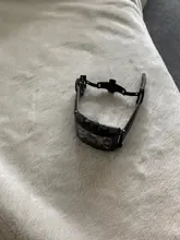 Correa de reloj con patrón de bambú, correa de reloj de cuero genuino con hebilla de mariposa de doble presión, accesorios de relojes de 12-24mm