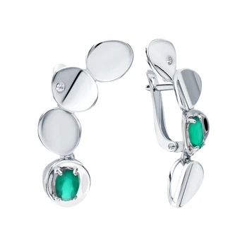 

Silver earrings with cubic zirconia and agate sunlight sample 925
