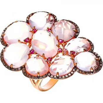 

Jay VI ring with quartz, diamonds and rubies in red gold