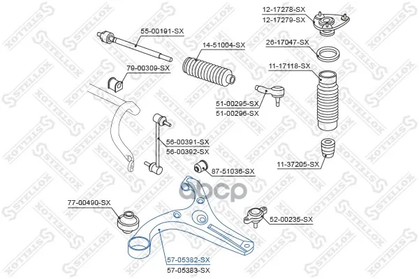 57-05382-Sx_рычаг Левый! Hyundai Accent 05 Stellox 5705382sx Stellox арт. 5705382SX
