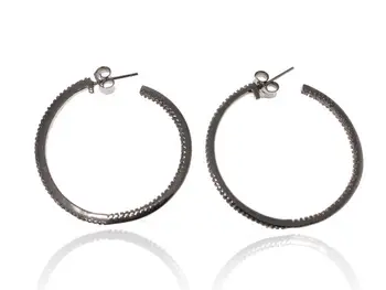 

Earrings shape hoop in silver with microengaste Rhinestone