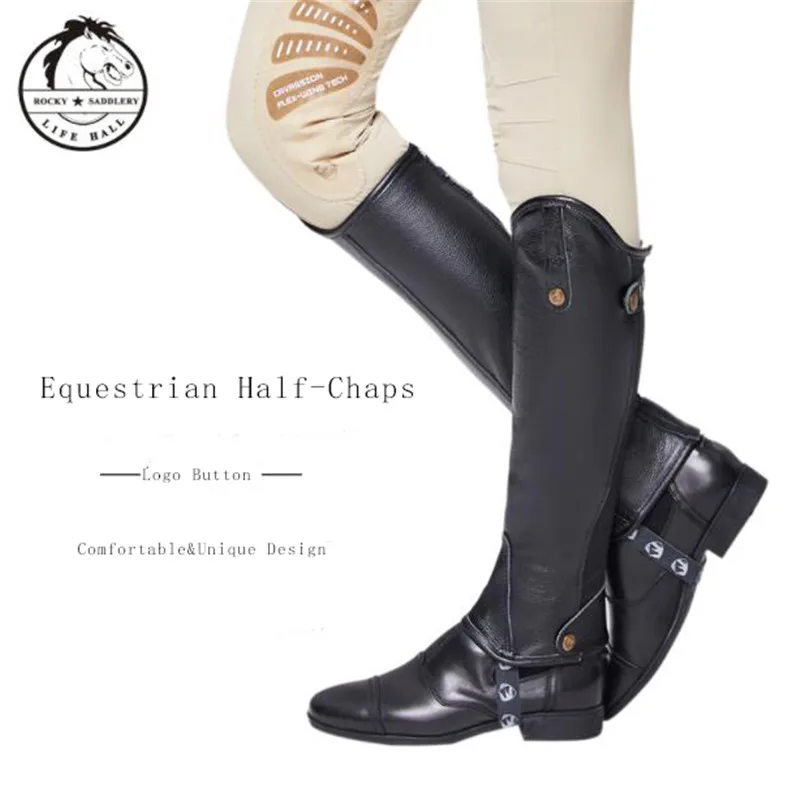 Cavassion Equestrian Half-Chaps Nature Cowhide Logo Button Decoration Unique New Design Solid-Cutting cavassion equestrian half chaps nature cowhide logo button decoration unique new design solid cutting