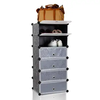 

Mobile scarpiera mobiletto armadio modulare con 6 scomparti nero con ricami