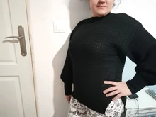 Suéter de punto elegante para mujer, Jersey informal acanalado de manga acampanada, ajustado, vintage, con cuello redondo, color sólido