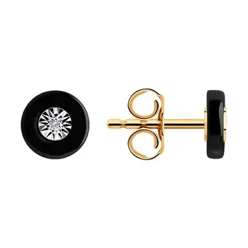 

Sokolov drop earrings with stones in gold with diamond face with diamonds and ceramic inserts, fashion jewelry, 585, women's male, long earrings