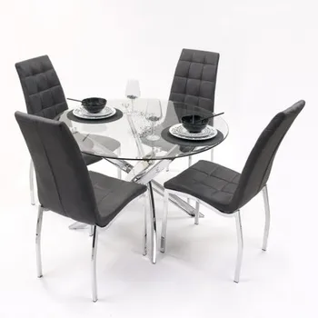 

Dining Set DALILA with round table and 4 chairs upholstered