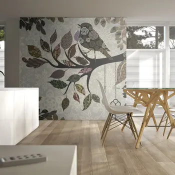 

Wall mural-little bird on branch (patchwork) - 400x309 cm