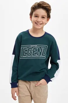 

DeFacto Autumn Boy Fashion O-neck Sweat Shirt Kids Casual Long Sleeves Letter Pattern Pullover Boys Sport Tops - K6298A618CW